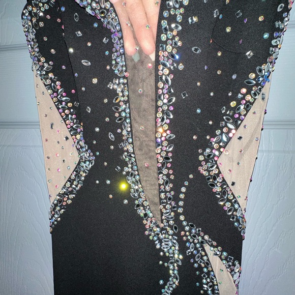 Black dress with gems and some see through parts - Picture 3 of 4